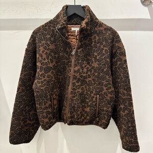 Rag & Bone Sun Sherpa Zip-Up Jacket Leopard